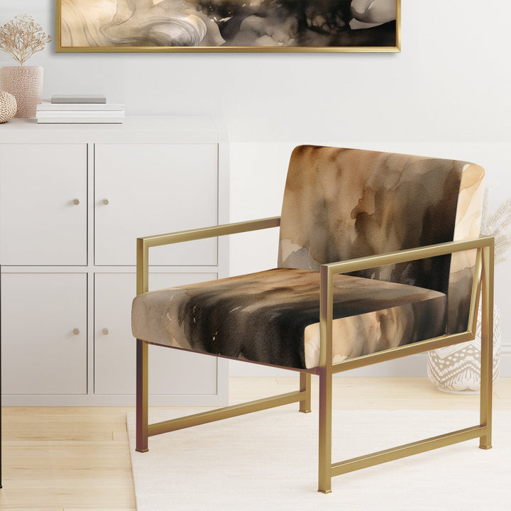 Brown and Cream Abstract Fluidity - Modern Arm Chair