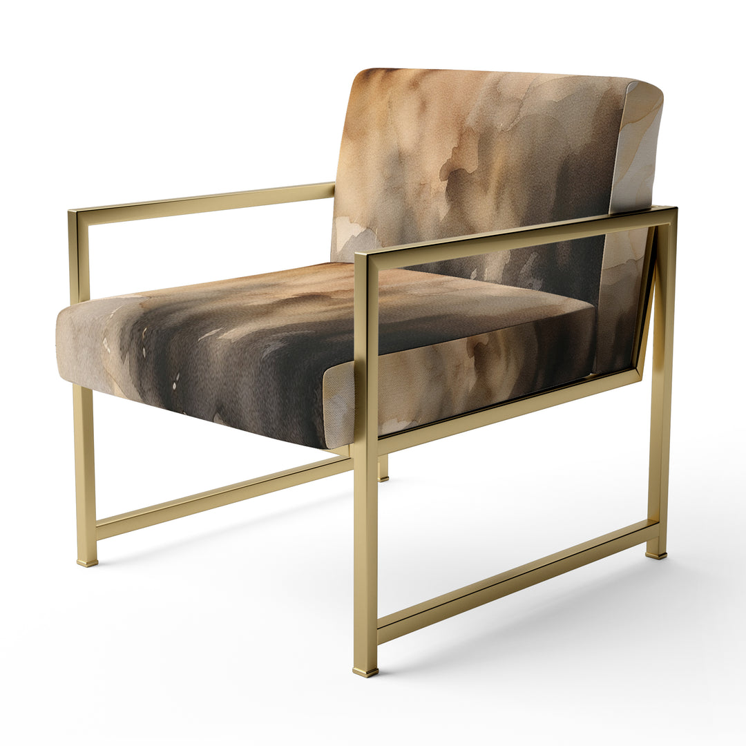 Brown and Cream Abstract Fluidity - Modern Arm Chair