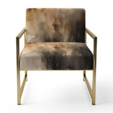Brown and Cream Abstract Fluidity - Modern Arm Chair