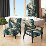 Blue and Gold Serene Cascade - Modern Arm Chair