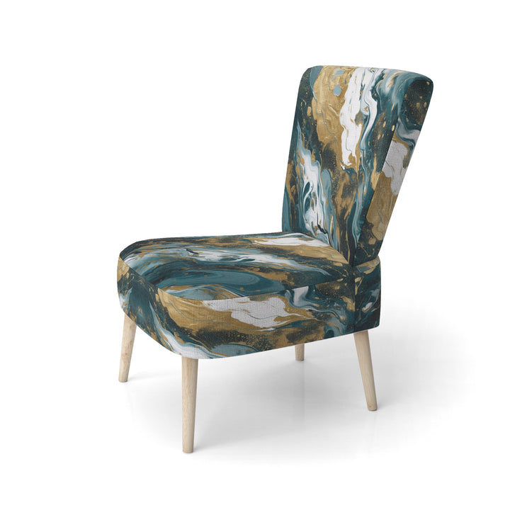 Blue and Gold Serene Cascade - Modern Arm Chair