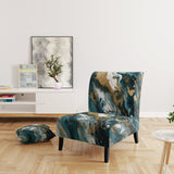 Blue and Gold Serene Cascade - Modern Arm Chair