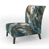 Blue and Gold Serene Cascade - Modern Arm Chair