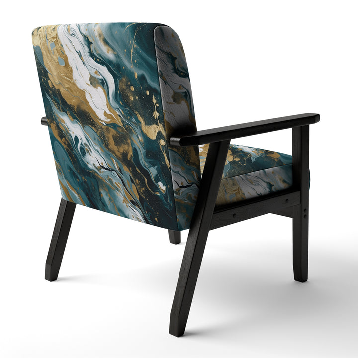 Blue and Gold Serene Cascade - Modern Arm Chair