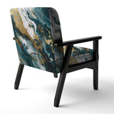 Blue and Gold Serene Cascade - Modern Arm Chair