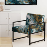 Blue and Gold Serene Cascade - Modern Arm Chair