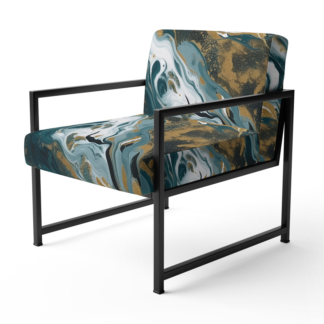 Blue and Gold Serene Cascade - Modern Arm Chair