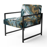 Blue and Gold Serene Cascade - Modern Arm Chair