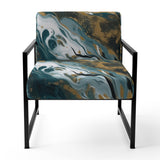 Blue and Gold Serene Cascade - Modern Arm Chair