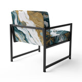 Blue and Gold Serene Cascade - Modern Arm Chair