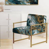 Blue and Gold Serene Cascade - Modern Arm Chair