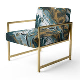 Blue and Gold Serene Cascade - Modern Arm Chair