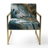 Blue and Gold Serene Cascade - Modern Arm Chair