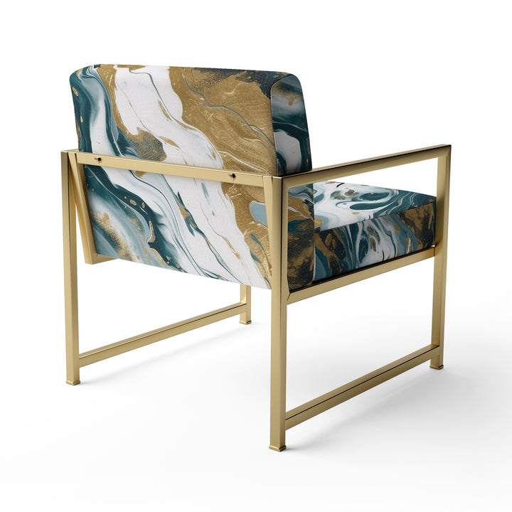 Blue and Gold Serene Cascade - Modern Arm Chair