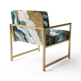 Blue and Gold Serene Cascade - Modern Arm Chair