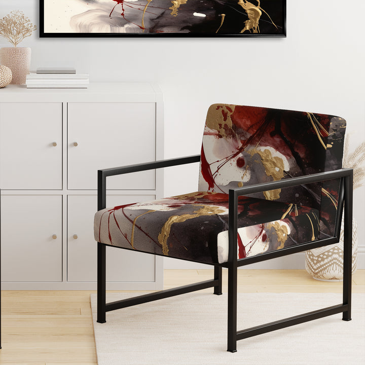 Gold and Red Fluid Fusion II - Modern Accent Chair