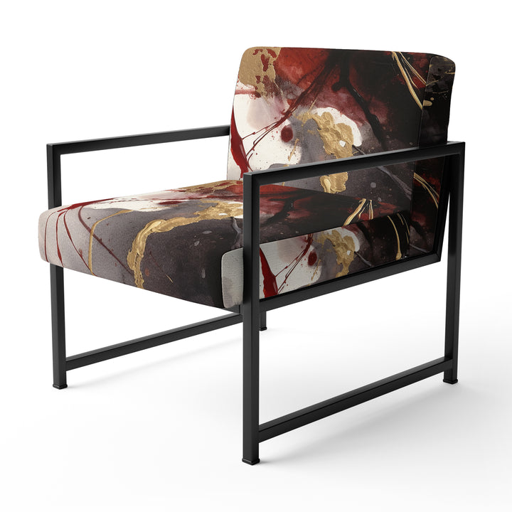 Gold and Red Fluid Fusion II - Modern Accent Chair