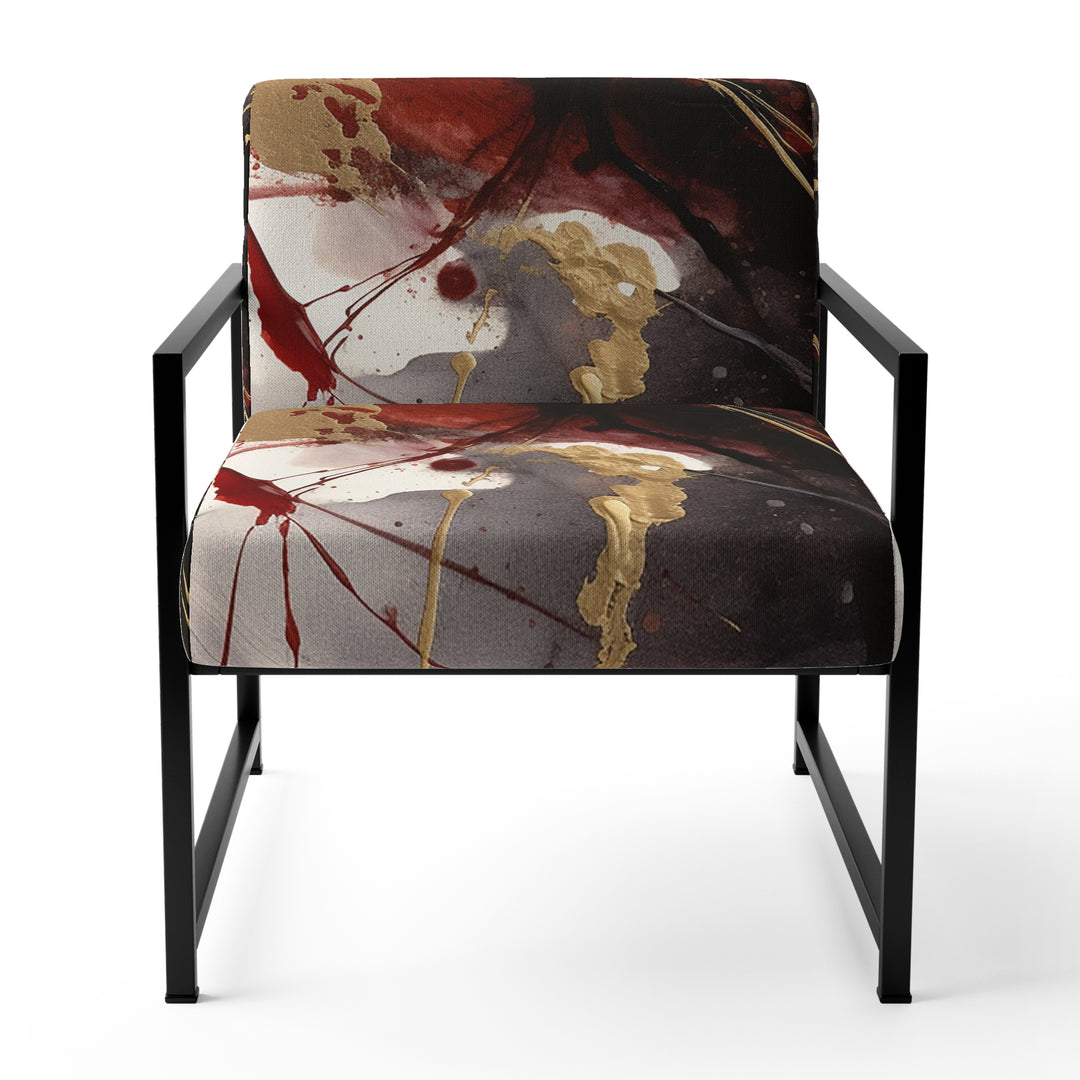 Gold and Red Fluid Fusion II - Modern Accent Chair
