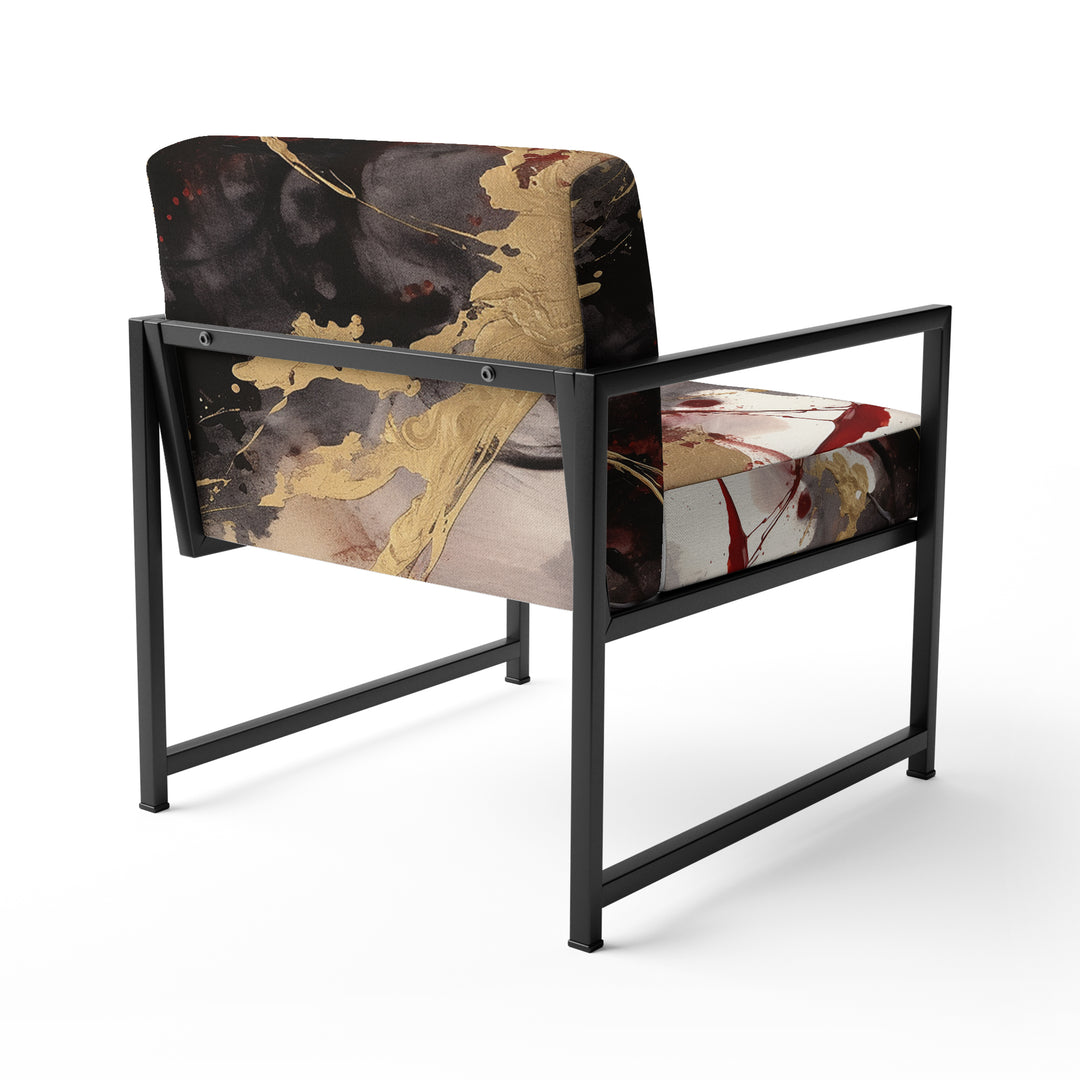 Gold and Red Fluid Fusion II - Modern Accent Chair