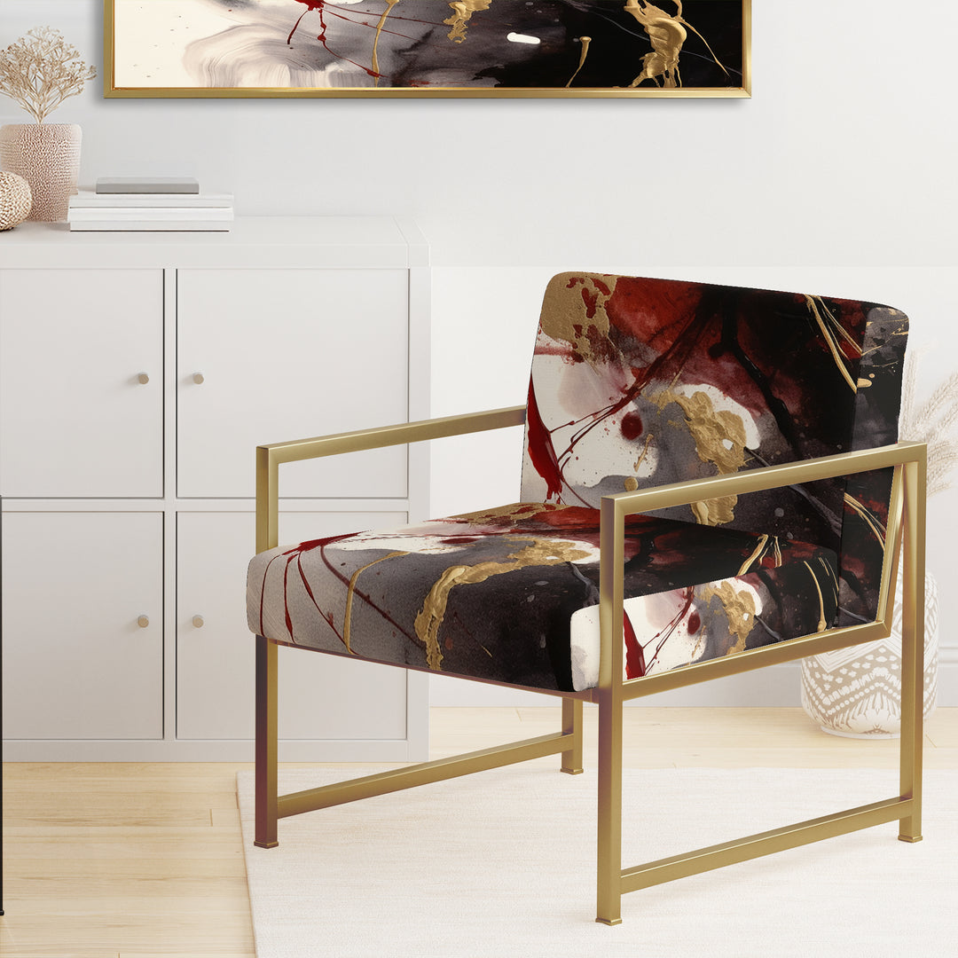 Gold and Red Fluid Fusion II - Modern Accent Chair