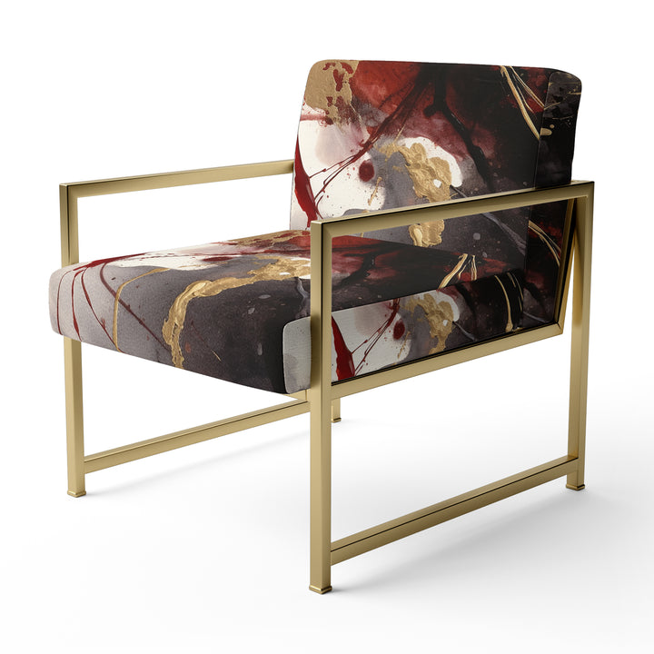 Gold and Red Fluid Fusion II - Modern Accent Chair