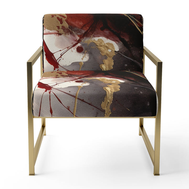 Gold and Red Fluid Fusion II - Modern Accent Chair
