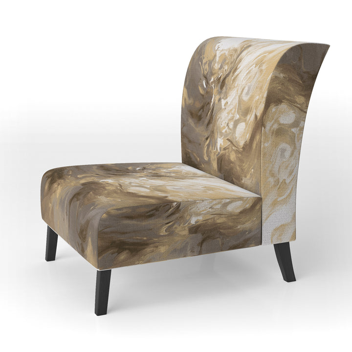 White and Gold Aqua Symphony - Upholstered Modern Accent Chairs