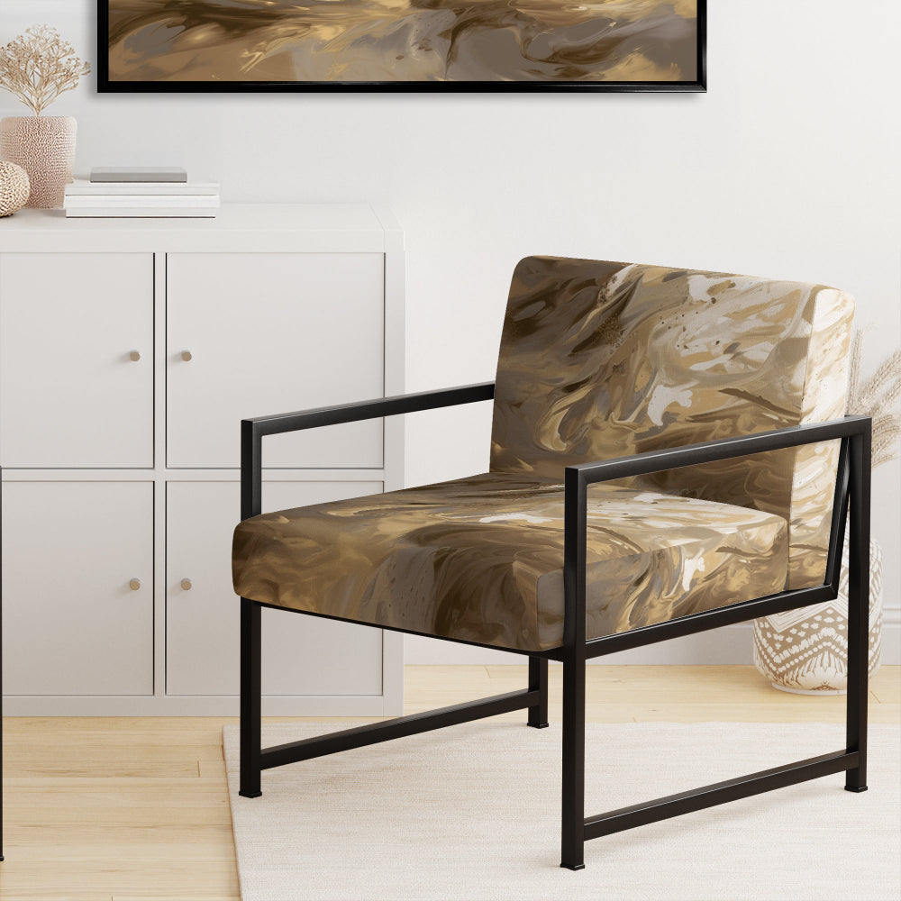 White and Gold Aqua Symphony - Upholstered Modern Accent Chairs