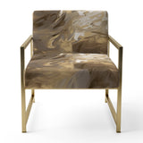 White and Gold Aqua Symphony - Upholstered Modern Accent Chairs