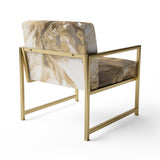 White and Gold Aqua Symphony - Upholstered Modern Accent Chairs