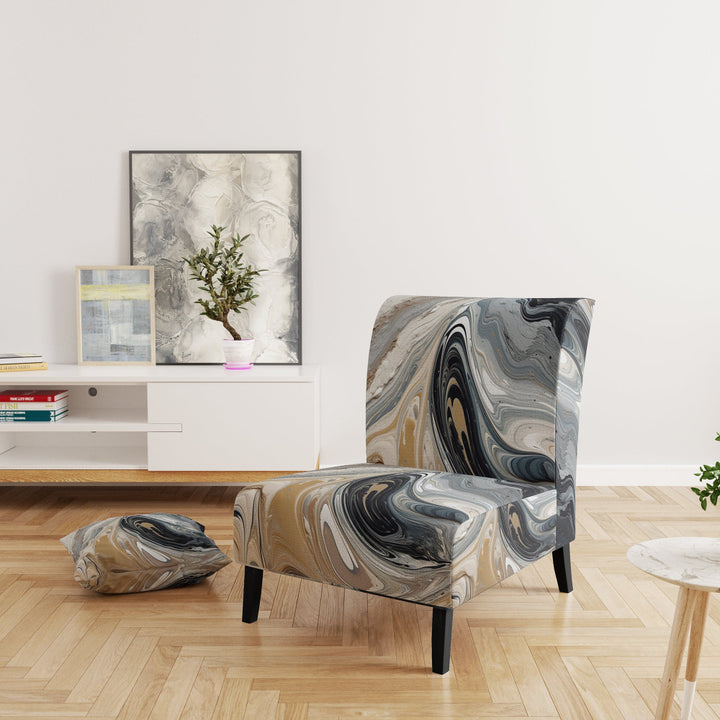 Grey Black Aqua Symphony - Modern Arm Chair