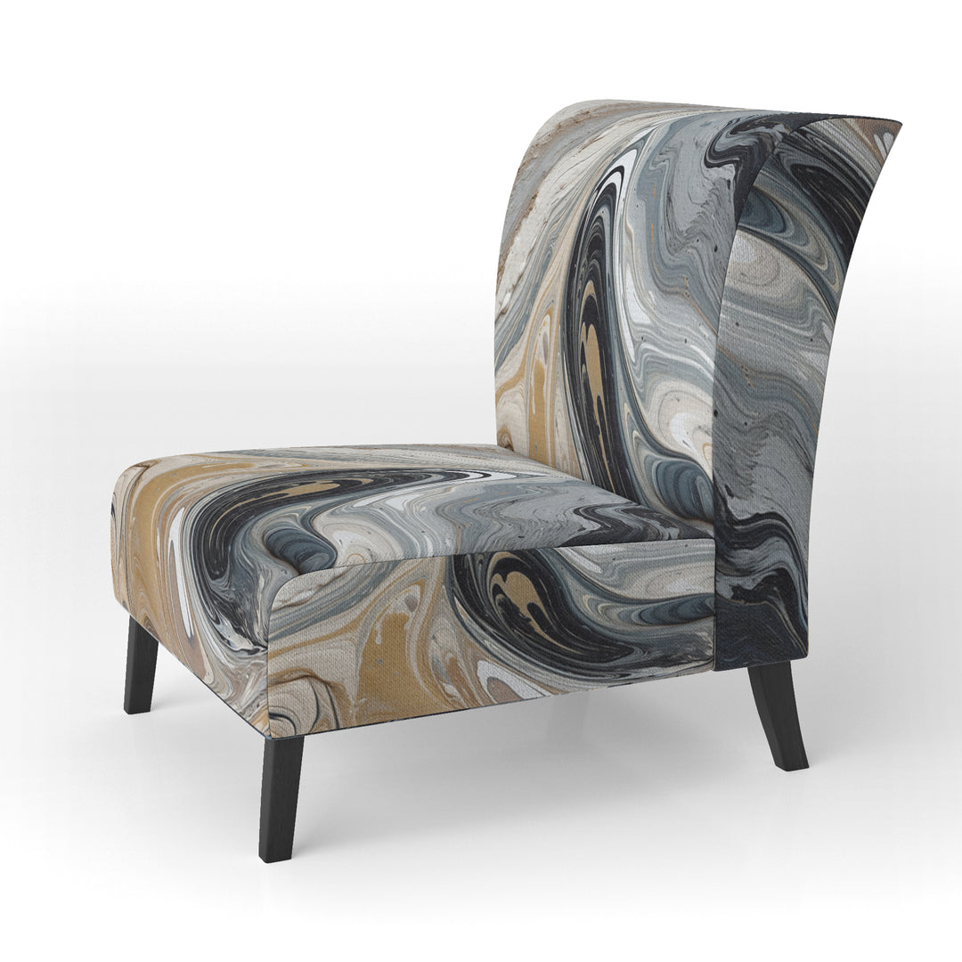 Grey Black Aqua Symphony - Modern Arm Chair