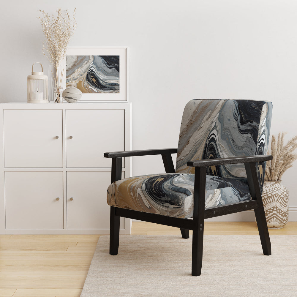 Grey Black Aqua Symphony - Modern Arm Chair