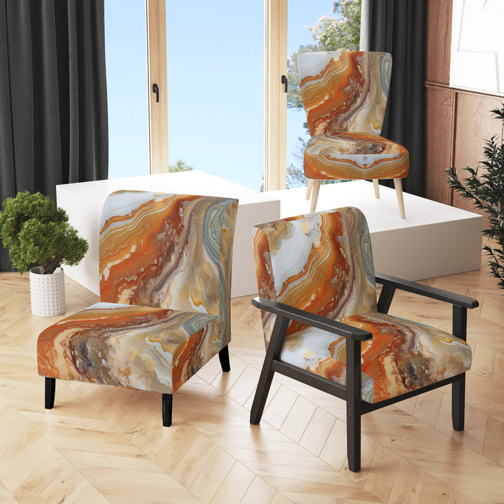 Orange Beige Aqua Symphony - Modern Accent Side Chair