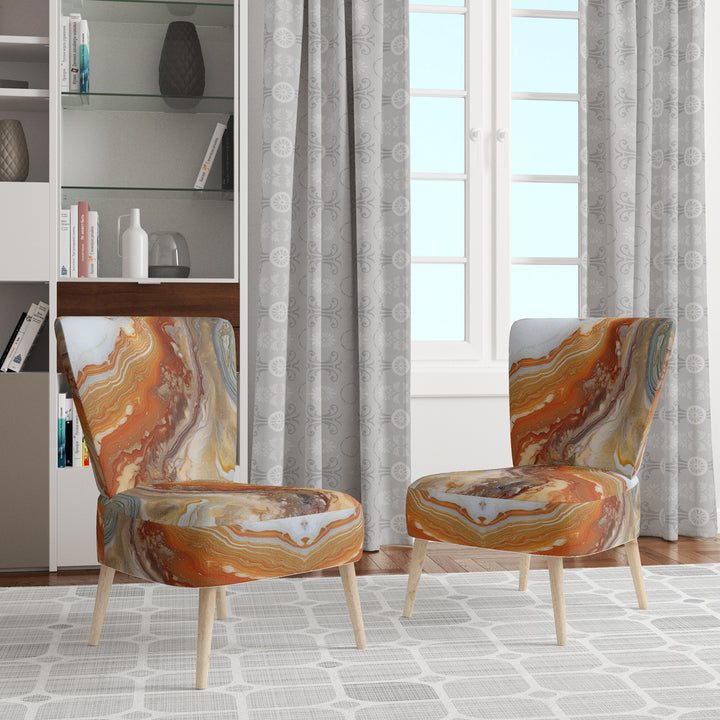 Orange Beige Aqua Symphony - Modern Accent Side Chair