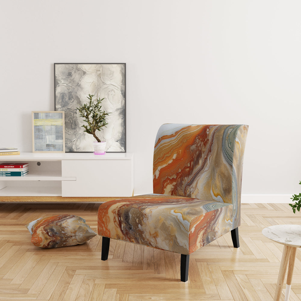 Orange Beige Aqua Symphony - Modern Accent Side Chair