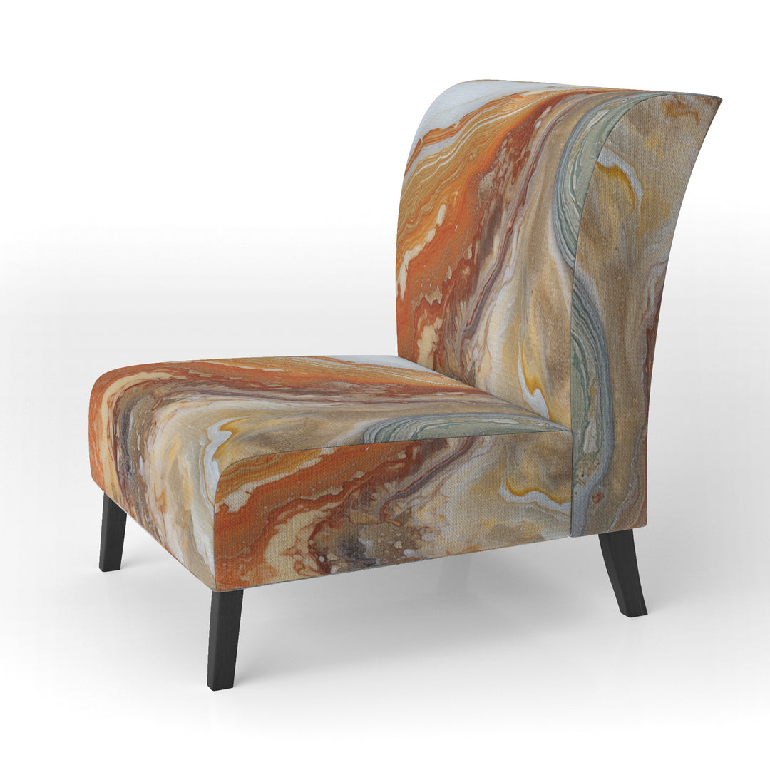 Orange Beige Aqua Symphony - Modern Accent Side Chair