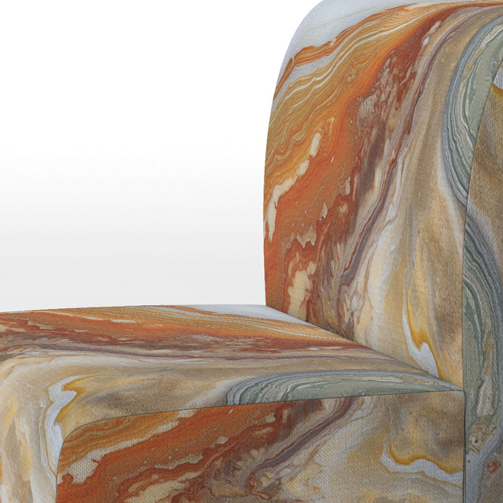 Orange Beige Aqua Symphony - Modern Accent Side Chair