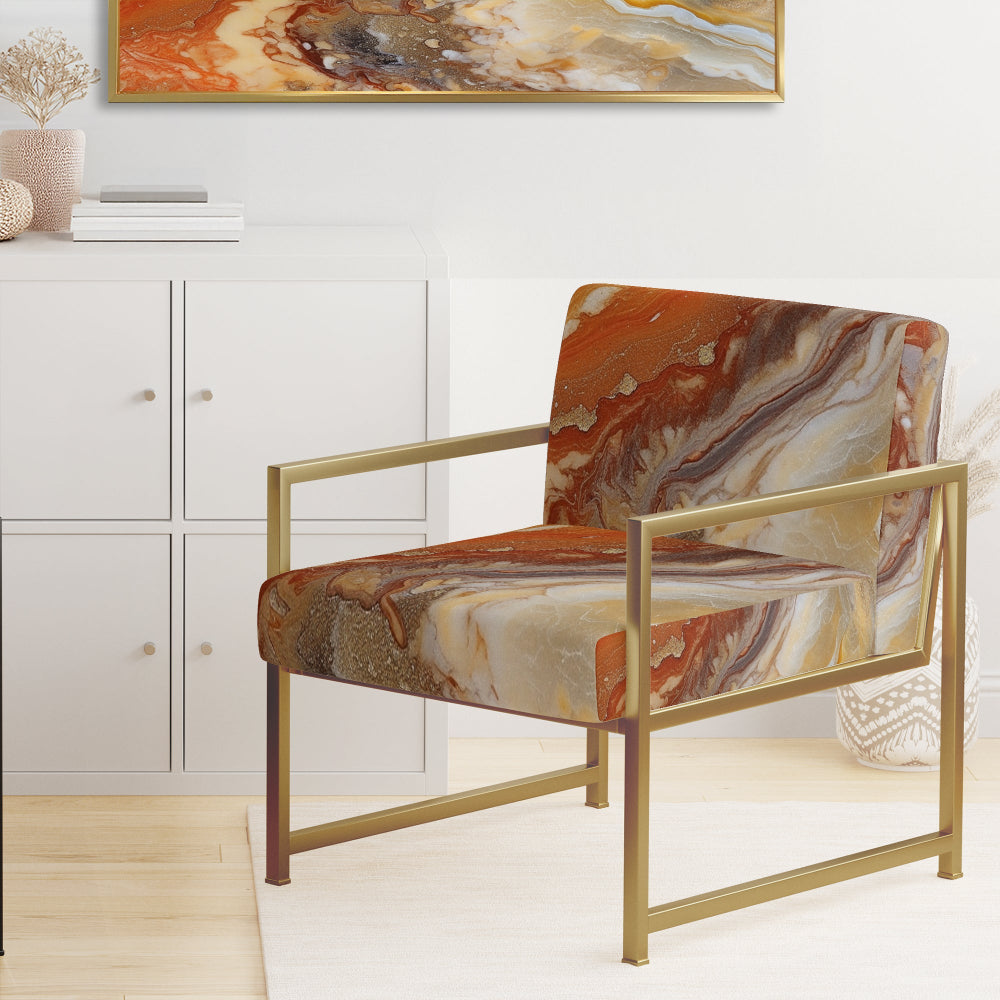 Orange Beige Aqua Symphony - Modern Accent Side Chair