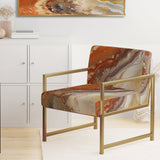 Orange Beige Aqua Symphony - Modern Accent Side Chair