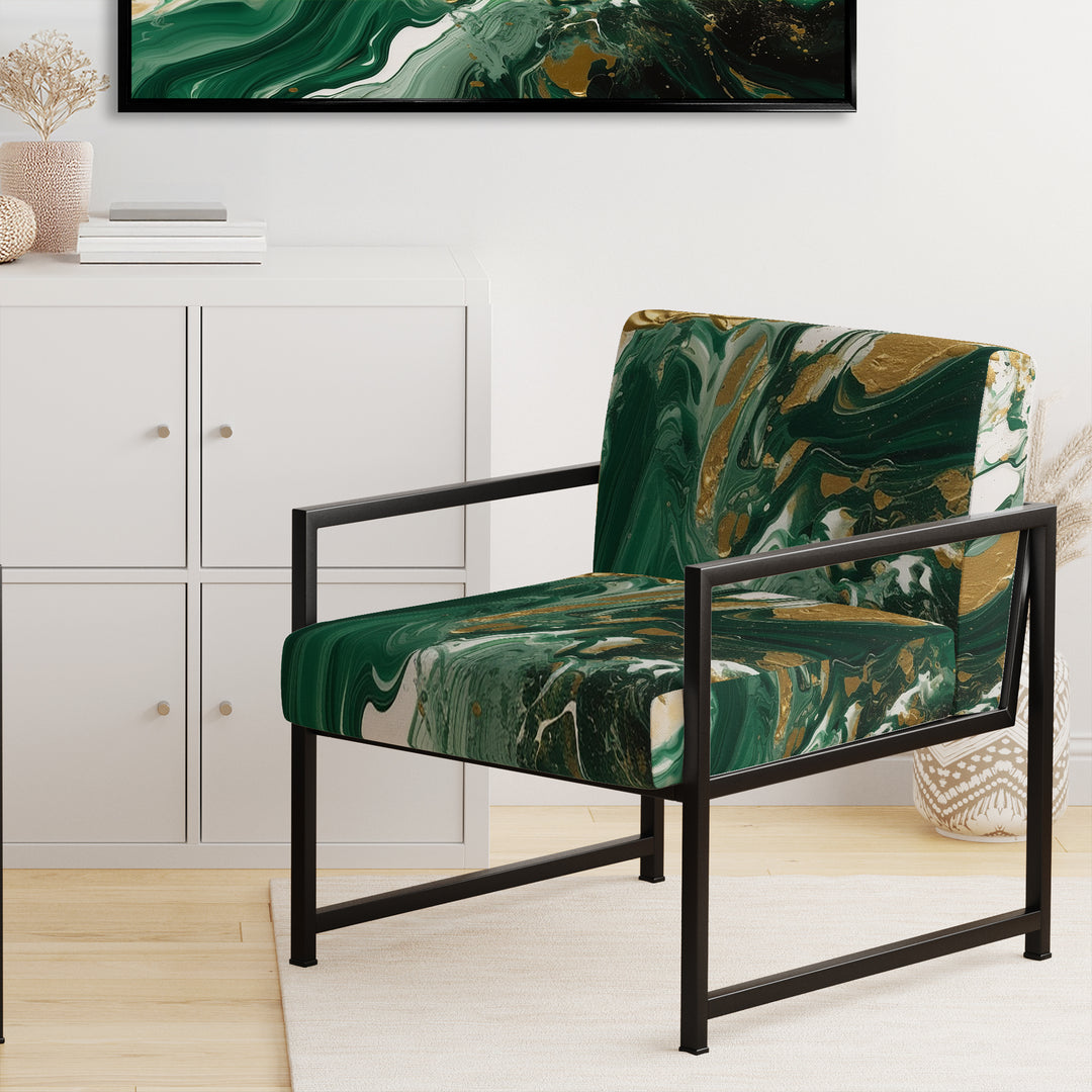 Green and Gold Liquid Magic I - Modern Accent Chair