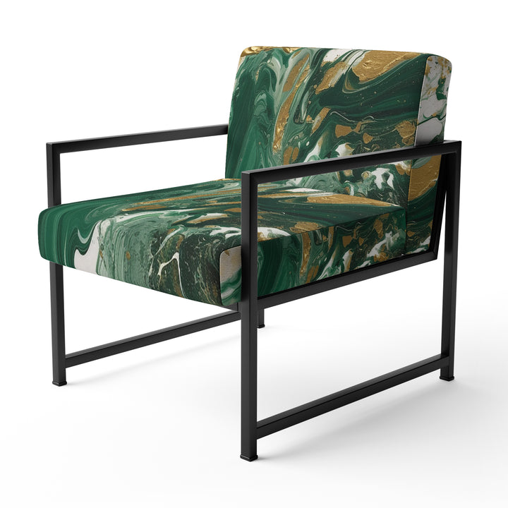 Green and Gold Liquid Magic I - Modern Accent Chair