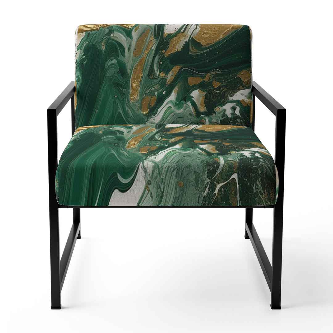 Green and Gold Liquid Magic I - Modern Accent Chair