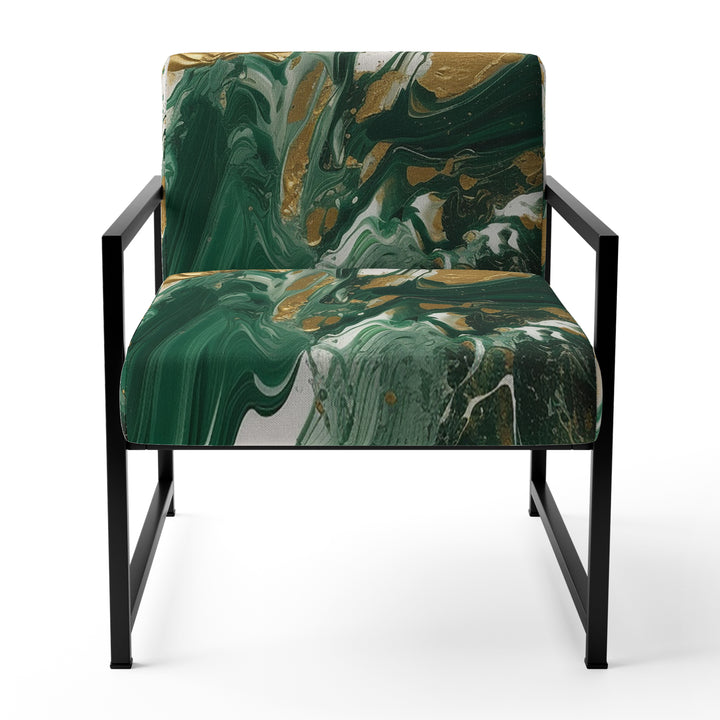 Green and Gold Liquid Magic I - Modern Accent Chair