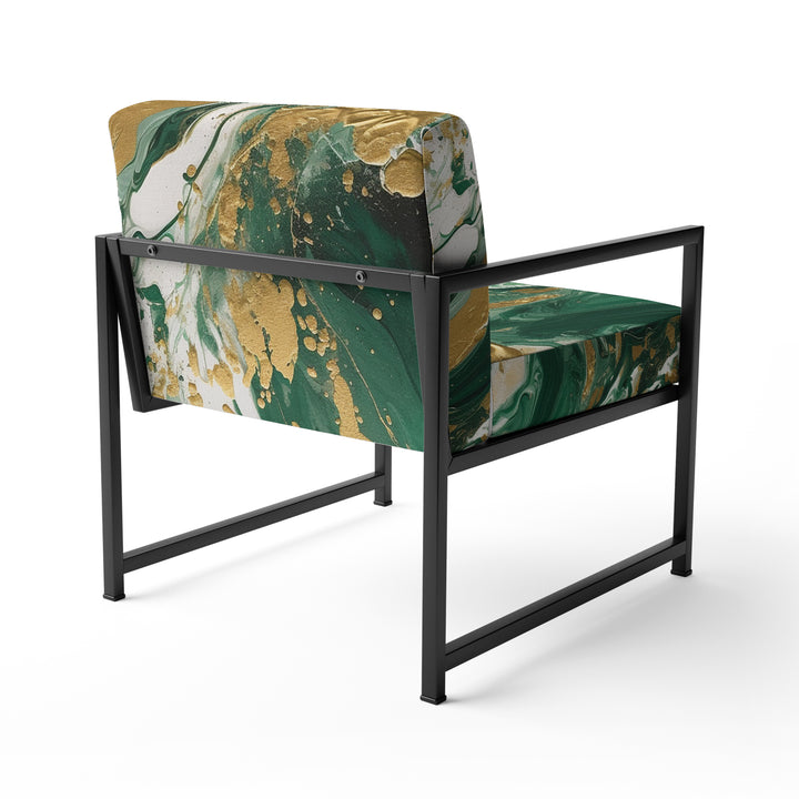Green and Gold Liquid Magic I - Modern Accent Chair