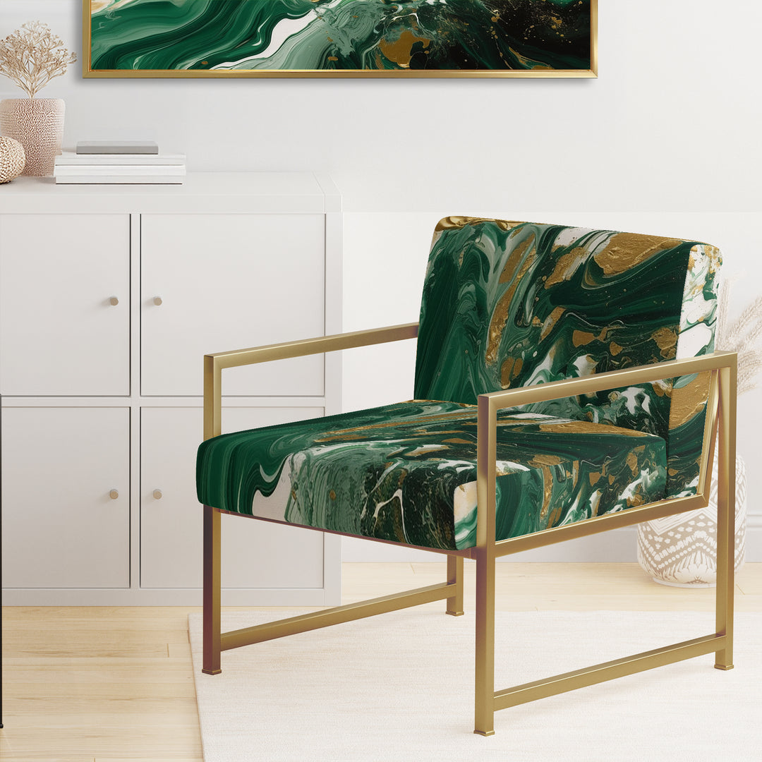 Green and Gold Liquid Magic I - Modern Accent Chair