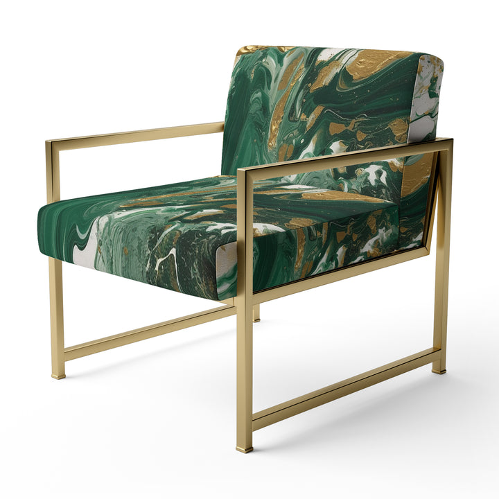 Green and Gold Liquid Magic I - Modern Accent Chair