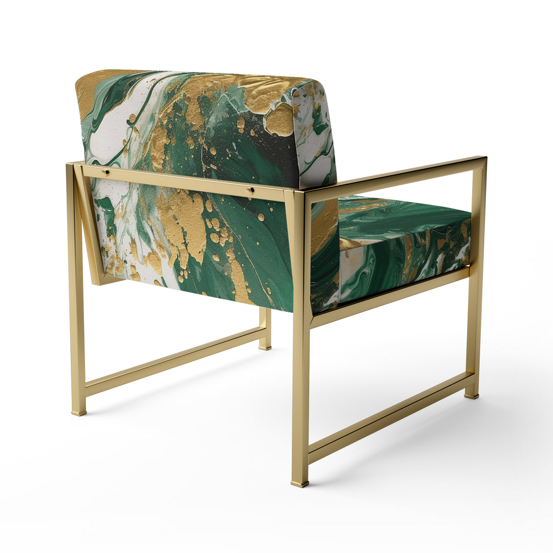 Green and Gold Liquid Magic I - Modern Accent Chair