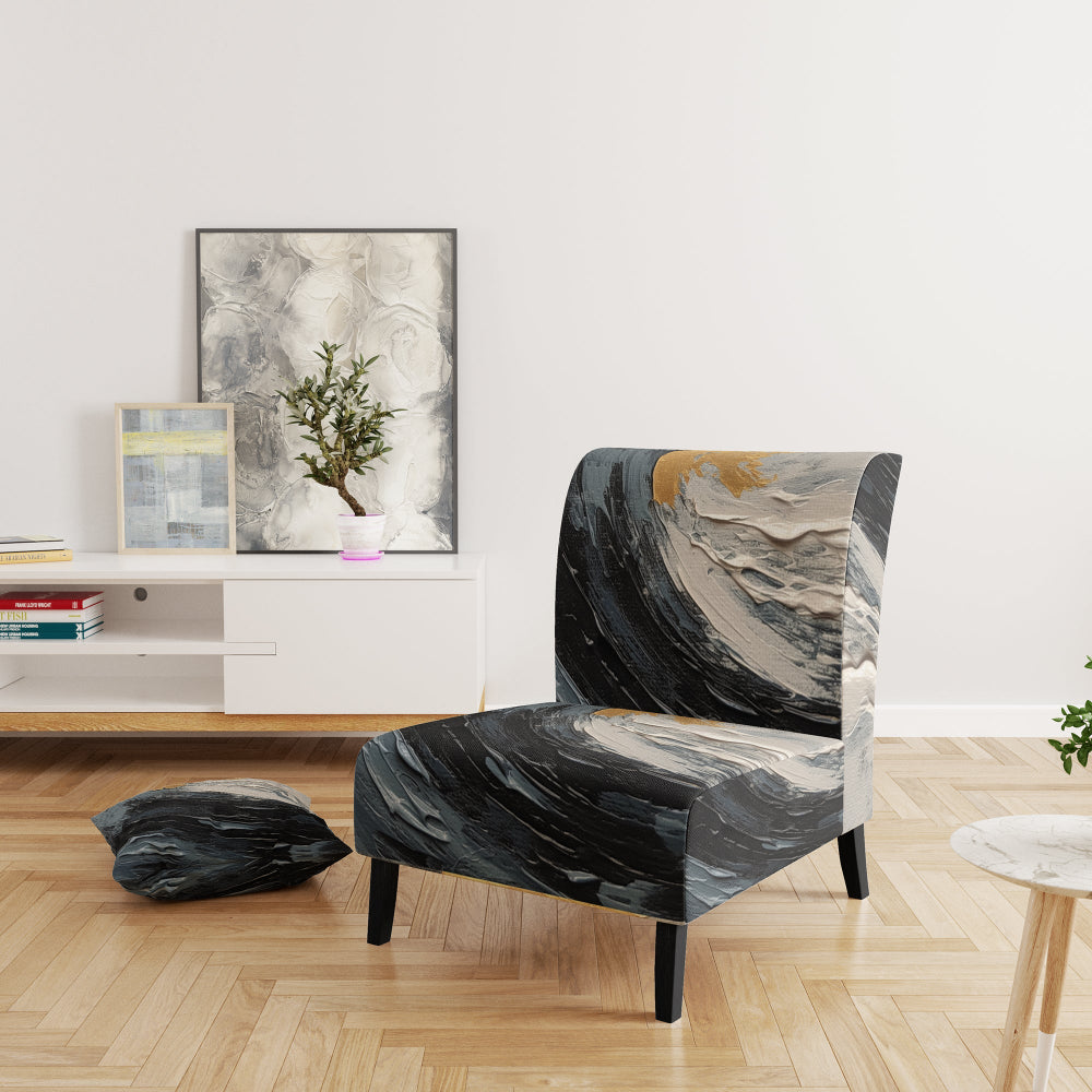 Gold and Black Vibrant Spirals - Modern Accent Slipper Chair