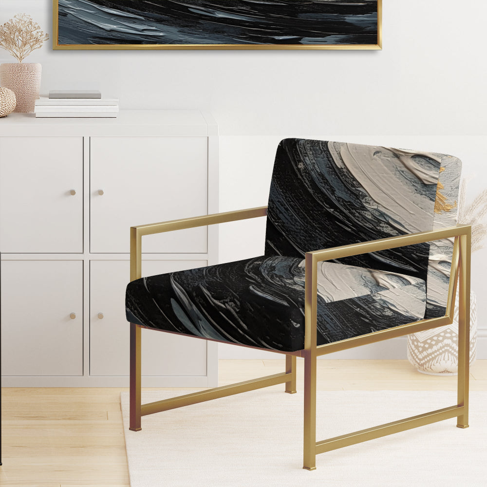 Gold and Black Vibrant Spirals - Modern Accent Slipper Chair